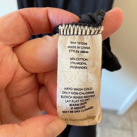 Soft Surroundings Stretch Knit Faux Wrap Midi Dress Black Modal Blend - Picture 5 of 6